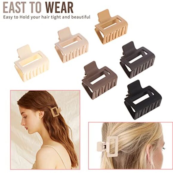 12 Pack Square Claw Hair Clips, Large & Small, Non-Slip Matte Finish - Picture 4 of 7